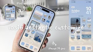 iOS16 aesthetic customization 💙  custom lock screen widgets icons tutorial ✨ [upl. by Aliel]