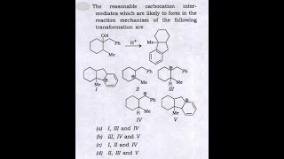 Q75 ‖ Reasonable Carbocation Intermediates which are likely to form in the reaction mechanism ‖ PYQ [upl. by Orabla]