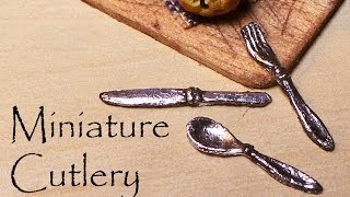 Polymer Clay Tutorial Miniature CutlerySilverware [upl. by Aihsenet]