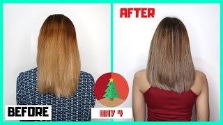 CHEAP DIY TO GET RID OF BRASSY HAIR AT HOME ORANGE HAIR TO ASHY HAIR   Lolly Isabel [upl. by Yolane]