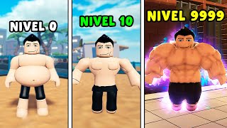 ¡NOOB Consigue NIVEL MÁXIMO en GYM LEAGUE Roblox Liga de gimnasio [upl. by Onfre]