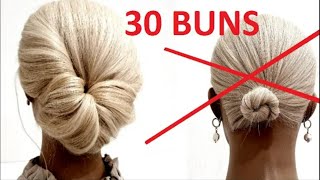 30 EASY BUNS FOR RARE HAIR 30 САМЫХ ЛЕГКИХ ПУЧКОВ НА РЕДКИЕ ВОЛОСЫ [upl. by Anneuq]