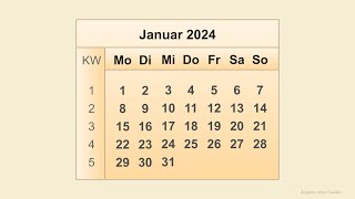 Kalender Januar 2024 [upl. by Atinwahs]