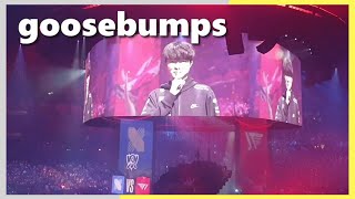 Arena erupts for FAKER Introduction [upl. by Keelby]