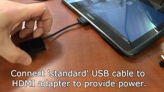 Connect a Samsung tablet to a monitor via a HDMI cable and the optional HDMI HDTV adapters [upl. by Fennie]