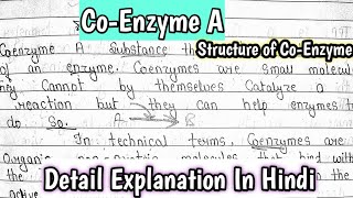 COENZYME A  enzyme and coenzyme Chemistry  MSc semester exam notes  KanhaiyaPatel [upl. by Nnylecoj]