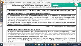 2bac eco national économie session normale 2015 CHOMAGE DOCUMENT1 [upl. by Edny]