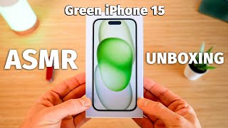 Ultimate iPhone 15 ASMR Unboxing Experience Green iPhone 15 256gb [upl. by Eelyac115]