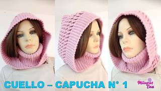 Cuello Capucha N° 1 tejido a crochet en punto panal de abeja en 3D paso a paso TODAS LAS TALLAS [upl. by Petta]