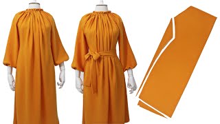 👌Very Easy Elastic Neck Designer Dress Cutting and Sewing in 10 minutes [upl. by Arebma310]