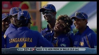 South Africa vs Sri Lanka  Cricket World Cup 2007  MALINGA 4 Wickets in 4 Balls  RARE [upl. by Ycniuqed]