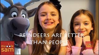 Sophia and Bella Singing REINDEERS ARE BETTER THAN PEOPLE Frozen Cover Live A Capella on Mugglesam [upl. by Witcher]