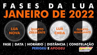 Fases da Lua em janeiro de 2022 [upl. by Genna]