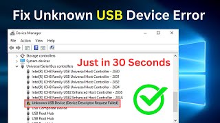 Fix USB Device Not Recognized Error  Unknown USB Device Device Descriptor Request Failed 2024 [upl. by Aihsei]