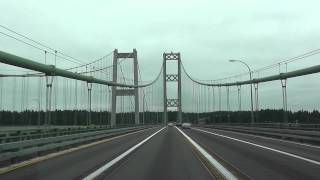 OLD Tacoma Narrows Suspension Bridge Driving across [upl. by Mayfield543]