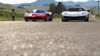 Ferrari LaFerrari vs Lamborghini SVJ 63 at Highlands [upl. by Ahsinned378]