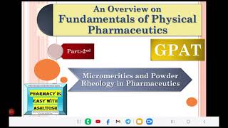 GPAT a start Physical Pharmaceutics Micromeritics and Powder Rheology Part 2nd Theory Lecture gpat [upl. by Ohce911]