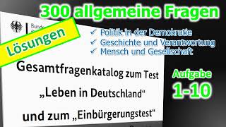 Leben in Deutschland und Einbürgerungstest 20232024 Aufgabe 110Lösungen [upl. by Carhart]