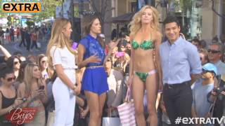 Alessandra Ambrosio amp Candice Swanepoel on Extra TV with Mario Lopez [upl. by Eniluap]