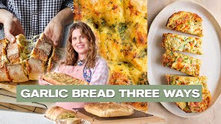 The most garlicky homemade garlic bread 3 ways [upl. by Kcorb]