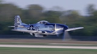 20  P51 Mustangs takeoff Humming Merlins fill the air at quotThe Gathering of Mustangs and Acesquot [upl. by Aniretak]