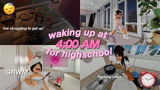 waking up at 4AM to get ready for highschool  Productive  Bloxburg Roleplay  wvoices [upl. by Arihs]