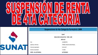 Como emitir Suspensión de Cuarta Categoría  SUNAT [upl. by Annaitsirk]