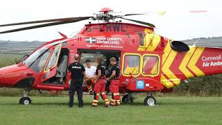 Cornwall Air Ambulance Castle Air Leonardo AW169 at Padstow  Landing startup and takeoff [upl. by Eserahc]