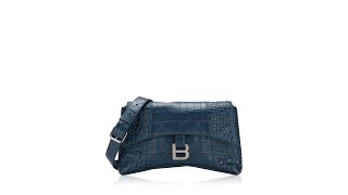 Balenciaga Croco Effect Downtown Hourglass XS Shoulder Bag Dark Petrol Blue [upl. by Ym]