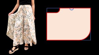 Very easy ⭐ Wrap Palazzo Pants Cutting and Sewing  Wrap culottes trousers sewing tutorial [upl. by Ahtan]