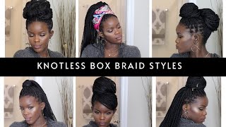 12 EASY KNOTLESS BOX BRAID STYLES [upl. by Oiratnom]