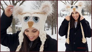 How to Crochet Tutorial DIY Owl Be Warm Hat by YARNutopia [upl. by Verger]