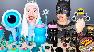 Blue Food vs Black Food Challenge 블루 블랙 푸드 챌린지Elsa Frozen vs Batman Mukbang by KIKIMO [upl. by Brebner186]