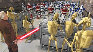 Can Droid Army Hold SHIP DEFENSES vs Clone Invasion  Men of War Star Wars mod [upl. by Doykos826]