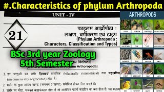 General Characteristics of Phylum Arthropoda in Hindi  BSc 3rd year Zoology 5th Semester [upl. by Jesher]