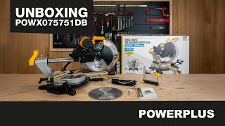 POWERPLUS  POWX075751DB verstekzaag Unboxing [upl. by Ynohtnael131]