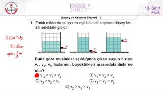 10Sınıf MEB Fizik Kazanım Kavrama Testi9 Basınç ve Kaldırma Kuvveti3 20192020 [upl. by Darelle]