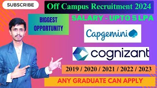 Capgemini Recruitment 2024 for Freshers  Cognizant Recruitment 2024  Biggest Opportunity  Jobs [upl. by Airdnaxila]