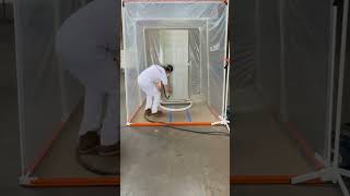 Spraying hollow core doors with ease PaintLines door spray and drying system painting tools [upl. by Inez]