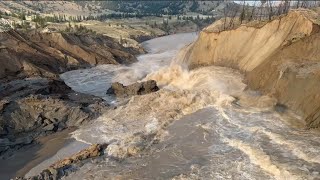 Chilcotin River Flows Freely After Historic Slide  Aerial footage [upl. by Estas]