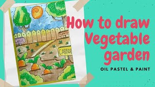 HOW TO DRAW VEGETABLE GARDEN  step by step  easy drawing for kids [upl. by Boiney701]