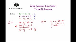 Simultaneous Equations with Three Unknowns [upl. by Rosol]