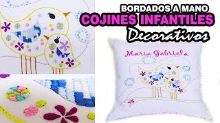 COJINES DECORATIVOS BORDADOS A MANO PARA NIÑOS 💐 POLLITOS BORDADOS ❣️ IDEAS para COJINES ❣️ [upl. by Laven]