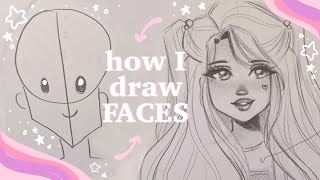 🌸 How I Draw Faces 🌸  easy tutorial my art style [upl. by Fugazy]