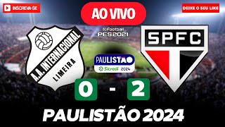 SÃO PAULO VENCE A INTER DE LIMEIRA POR 2 A 0  JOGO DE HOJE  ASSISTA AGORA AO VIVO NO PES 21 [upl. by Farwell]