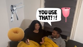 Quizzing My Husband on Female Products Funny [upl. by Euqinommod]