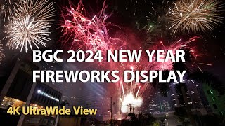 BGC Fireworks Display 2024 New Year Countdown Manila NYE 4K Bonifacio Global City Taguig Philippines [upl. by Laubin163]