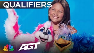 Kid ventriloquist Brynn Cummings performs mindbending mentalism  Qualifiers  AGT 2023 [upl. by Smada]