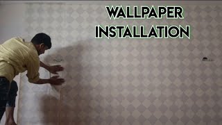 New Design Wallpaper Fixing At Home   10 × 10 Ki Diwar Decoration   How To Decor Bedroom Walls [upl. by Roath]