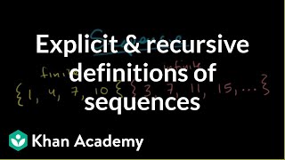 Explicit and recursive definitions of sequences  Precalculus  Khan Academy [upl. by Isoais]